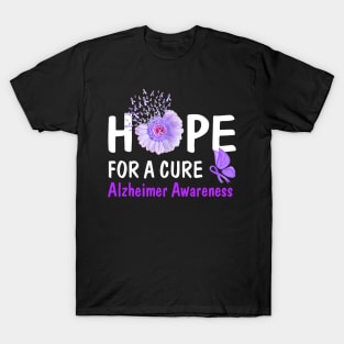 Hope For A Cure Alzheimer's Awareness Flower Gift T-Shirt